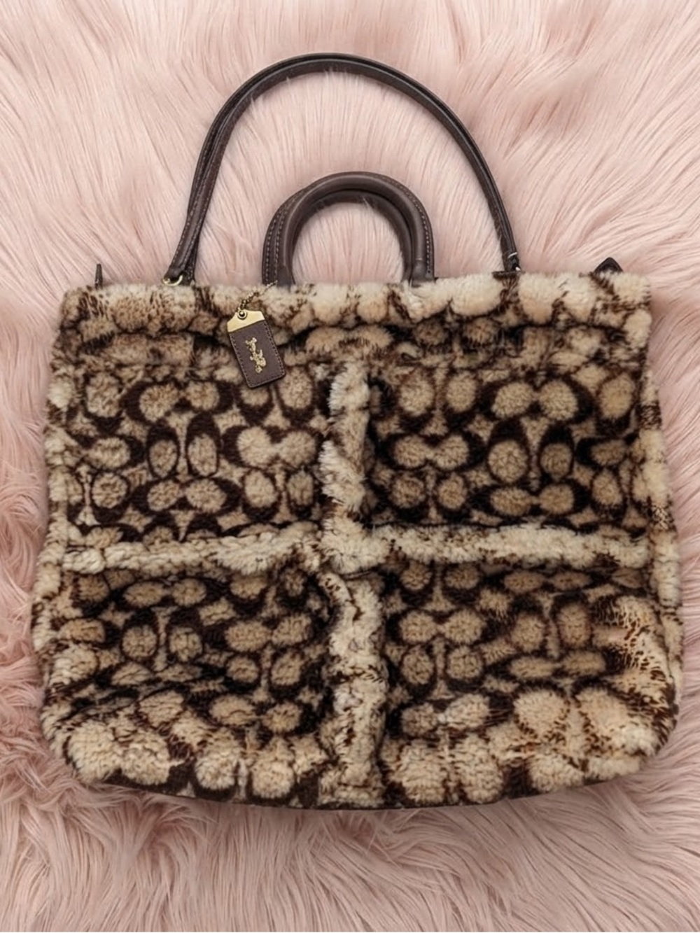 Coach Rogue Tote Signature Shearling C6162 with dust bag